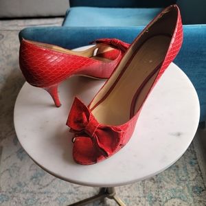 Kate Spade Snake Print Peep Toe Pumps